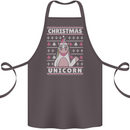 Funny Christmas Unicorn Pattern Cotton Apron 100% Organic Dark Grey
