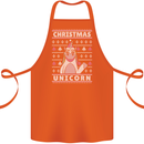 Funny Christmas Unicorn Pattern Cotton Apron 100% Organic Orange