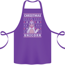 Funny Christmas Unicorn Pattern Cotton Apron 100% Organic Purple