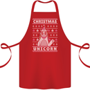 Funny Christmas Unicorn Pattern Cotton Apron 100% Organic Red