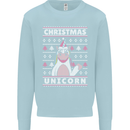 Funny Christmas Unicorn Pattern Kids Sweatshirt Jumper Light Blue