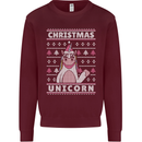 Funny Christmas Unicorn Pattern Kids Sweatshirt Jumper Maroon