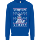 Funny Christmas Unicorn Pattern Kids Sweatshirt Jumper Royal Blue
