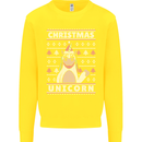 Funny Christmas Unicorn Pattern Kids Sweatshirt Jumper Yellow