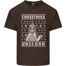 Funny Christmas Unicorn Pattern Kids T-Shirt Childrens Chocolate