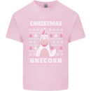 Funny Christmas Unicorn Pattern Kids T-Shirt Childrens Light Pink