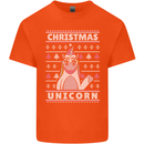 Funny Christmas Unicorn Pattern Kids T-Shirt Childrens Orange