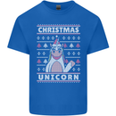 Funny Christmas Unicorn Pattern Kids T-Shirt Childrens Royal Blue