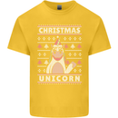 Funny Christmas Unicorn Pattern Kids T-Shirt Childrens Yellow