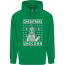 Funny Christmas Unicorn Pattern Mens 80% Cotton Hoodie Irish Green