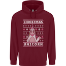 Funny Christmas Unicorn Pattern Mens 80% Cotton Hoodie Maroon