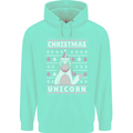 Funny Christmas Unicorn Pattern Mens 80% Cotton Hoodie Peppermint