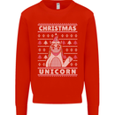 Funny Christmas Unicorn Pattern Mens Sweatshirt Jumper Bright Red