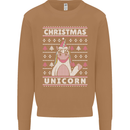 Funny Christmas Unicorn Pattern Mens Sweatshirt Jumper Caramel Latte
