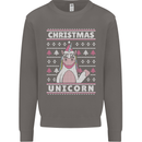 Funny Christmas Unicorn Pattern Mens Sweatshirt Jumper Charcoal