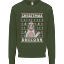 Funny Christmas Unicorn Pattern Mens Sweatshirt Jumper Forest Green