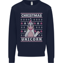Funny Christmas Unicorn Pattern Mens Sweatshirt Jumper Navy Blue