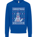 Funny Christmas Unicorn Pattern Mens Sweatshirt Jumper Royal Blue
