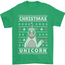 Funny Christmas Unicorn Pattern Mens T-Shirt Cotton Gildan Irish Green