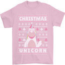 Funny Christmas Unicorn Pattern Mens T-Shirt Cotton Gildan Light Pink