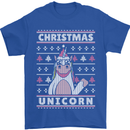 Funny Christmas Unicorn Pattern Mens T-Shirt Cotton Gildan Royal Blue