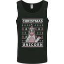 Funny Christmas Unicorn Pattern Mens Vest Tank Top Black