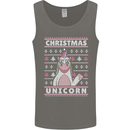 Funny Christmas Unicorn Pattern Mens Vest Tank Top Charcoal