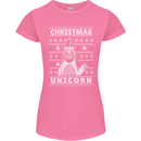 Funny Christmas Unicorn Pattern Womens Petite Cut T-Shirt Azalea