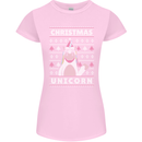 Funny Christmas Unicorn Pattern Womens Petite Cut T-Shirt Light Pink