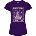 Funny Christmas Unicorn Pattern Womens Petite Cut T-Shirt Purple