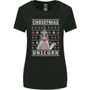 Funny Christmas Unicorn Pattern Womens Wider Cut T-Shirt Black