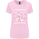 Funny Christmas Unicorn Pattern Womens Wider Cut T-Shirt Light Pink