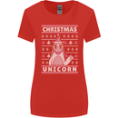 Funny Christmas Unicorn Pattern Womens Wider Cut T-Shirt Red