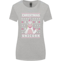 Funny Christmas Unicorn Pattern Womens Wider Cut T-Shirt Sports Grey