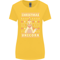 Funny Christmas Unicorn Pattern Womens Wider Cut T-Shirt Yellow