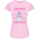 Funny Christmas Unicorn Womens Petite Cut T-Shirt Light Pink