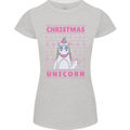 Funny Christmas Unicorn Womens Petite Cut T-Shirt Sports Grey