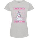 Funny Christmas Unicorn Womens Petite Cut T-Shirt Sports Grey
