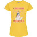 Funny Christmas Unicorn Womens Petite Cut T-Shirt Yellow
