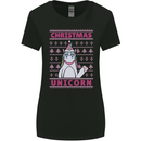 Funny Christmas Unicorn Womens Wider Cut T-Shirt Black