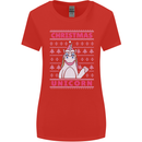 Funny Christmas Unicorn Womens Wider Cut T-Shirt Red