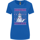 Funny Christmas Unicorn Womens Wider Cut T-Shirt Royal Blue
