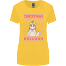 Funny Christmas Unicorn Womens Wider Cut T-Shirt Yellow