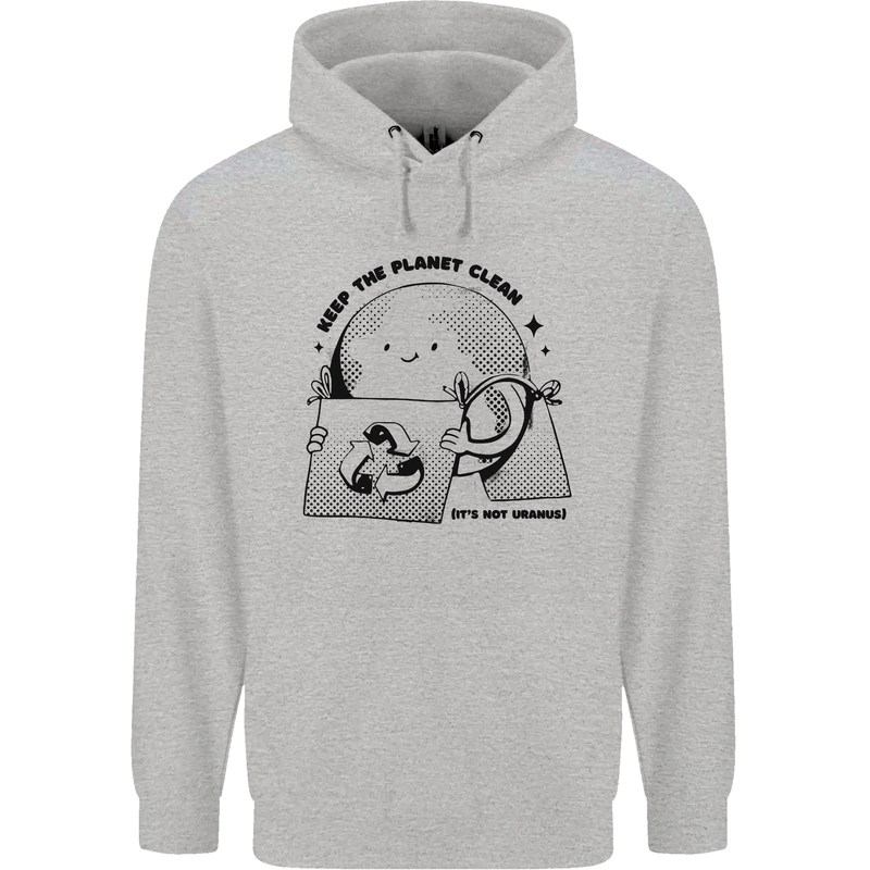 Funny Climate Change Keep the Planet Clean Childrens Kids Hoodie Sports Grey