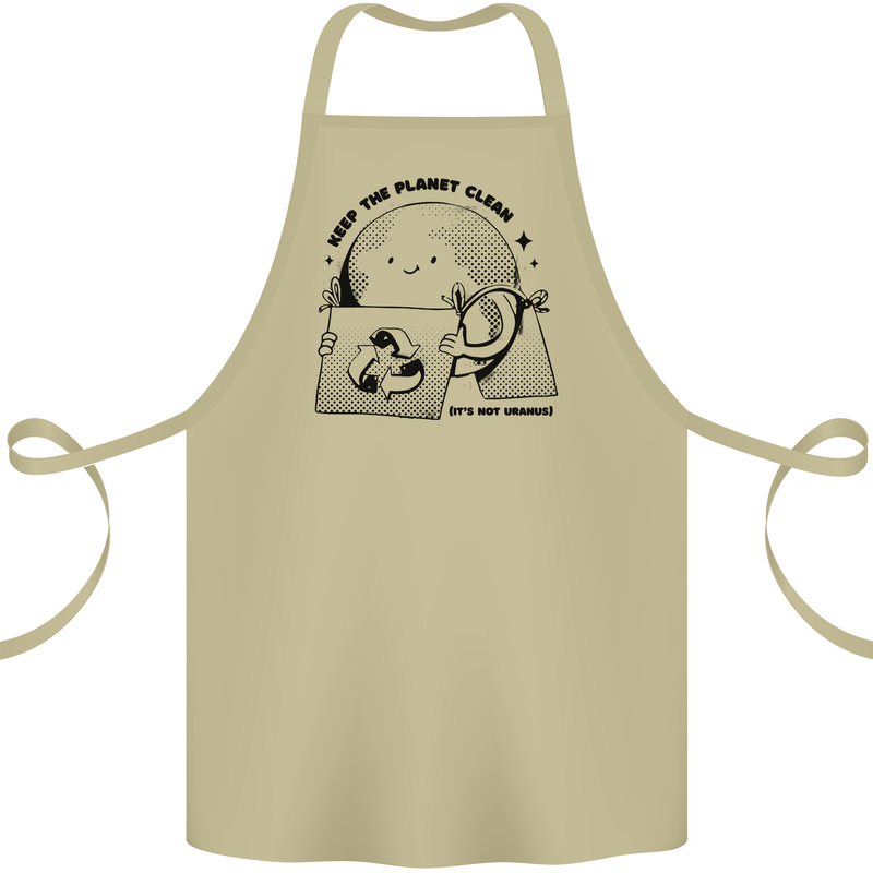 Funny Climate Change Keep the Planet Clean Cotton Apron 100% Organic Khaki