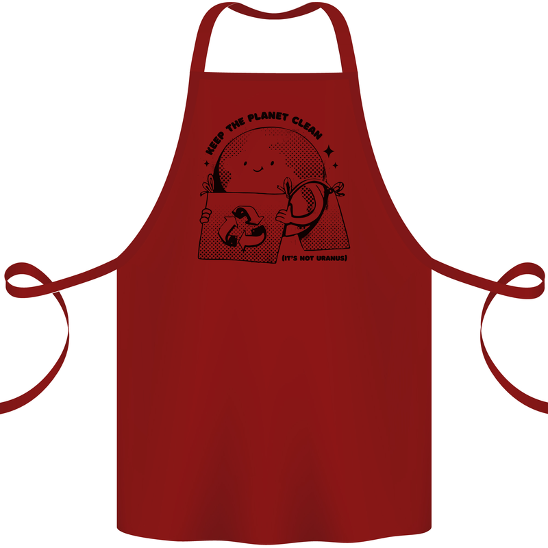 Funny Climate Change Keep the Planet Clean Cotton Apron 100% Organic Maroon