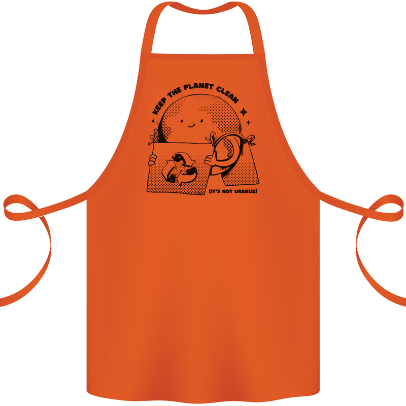 Funny Climate Change Keep the Planet Clean Cotton Apron 100% Organic Orange