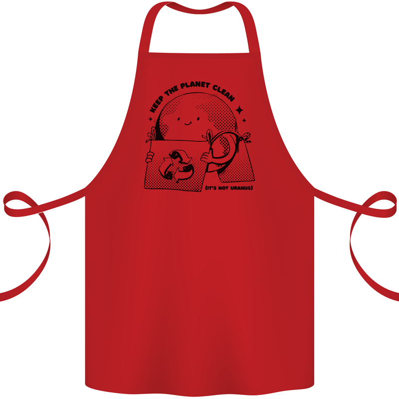 Funny Climate Change Keep the Planet Clean Cotton Apron 100% Organic Red
