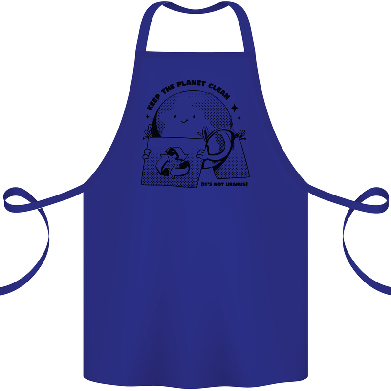 Funny Climate Change Keep the Planet Clean Cotton Apron 100% Organic Royal Blue