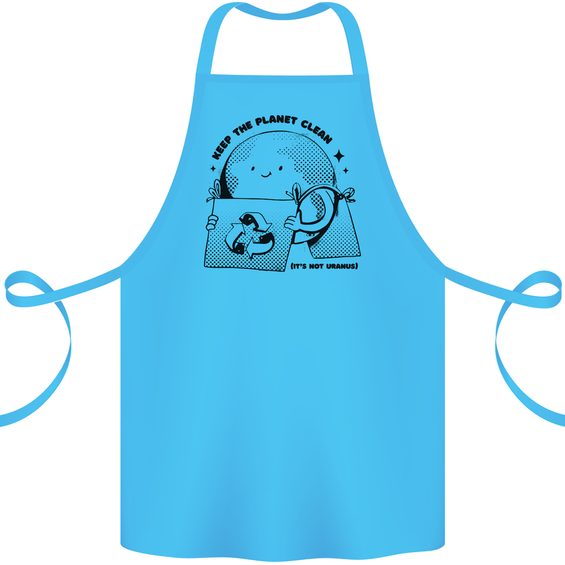 Funny Climate Change Keep the Planet Clean Cotton Apron 100% Organic Turquoise